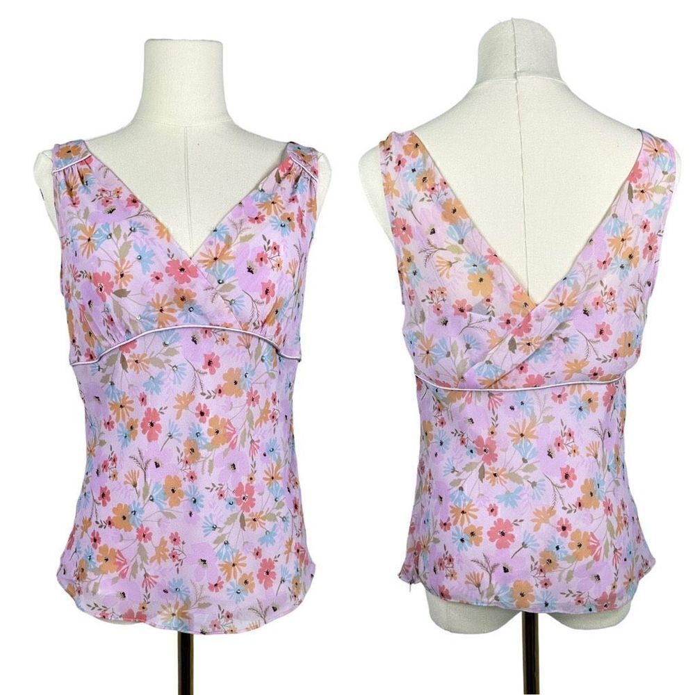 Context Silk Ditzy Floral Y2K Cami Tank Top , Size 4